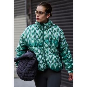 Free People Scrunchy Glossy Printed Pippa Packable Puffer Jacket Size L